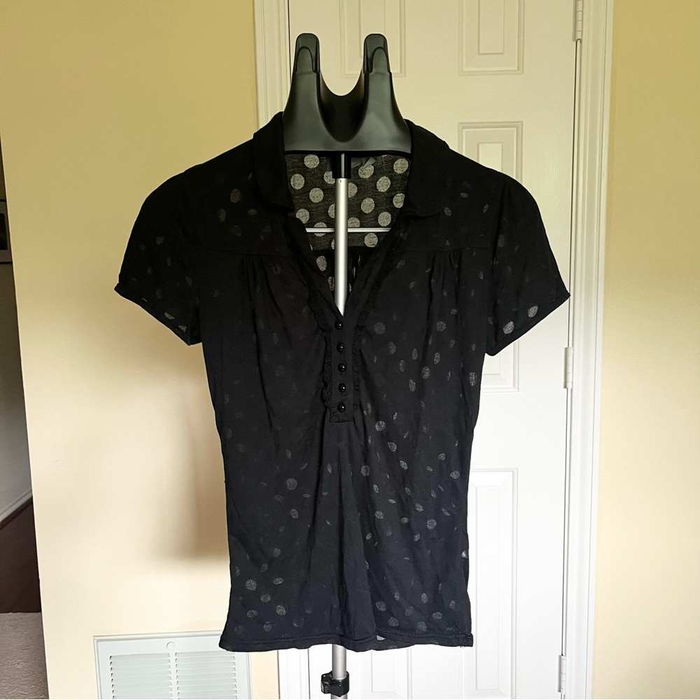 Black Polka Dot Women's Top, Size S